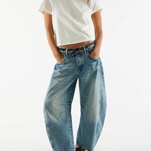 FREE PEOPLE We The Free Good Luck Mid-Rise Barrel Jeans RT $98 - 26 Regu…